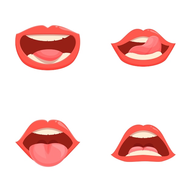 Set of cartoon female lips expressions