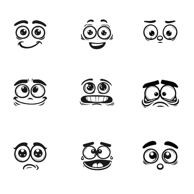 set of cartoon funny expressions cartoon laugh sad funny smile expressions