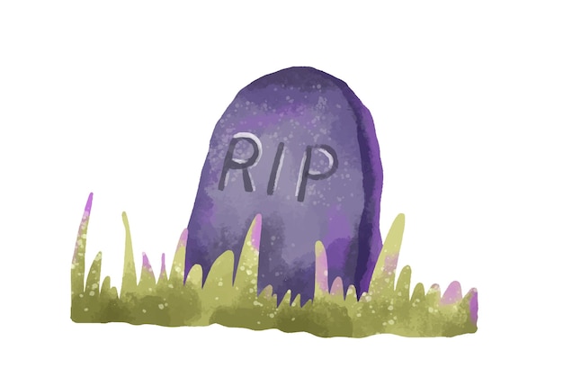 Vector set of cartoon graves with headstone and skull cemetery illust