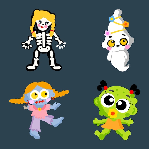 Set of cartoon Halloween character