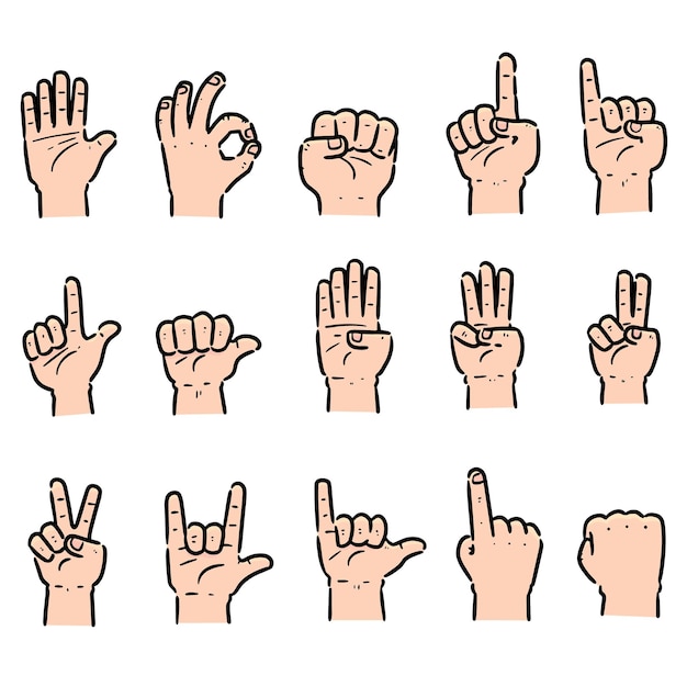 set of cartoon hand