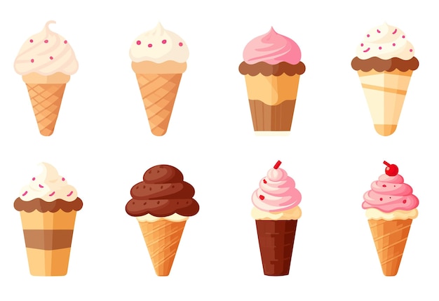 Set cartoon ice cream vector illustration