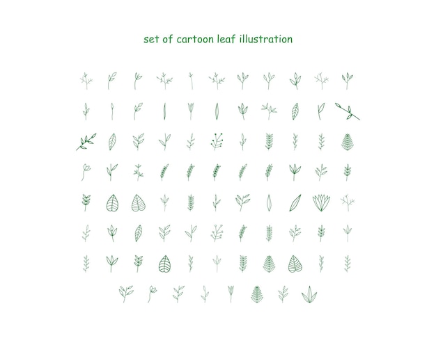 set of cartoon leaf illustration