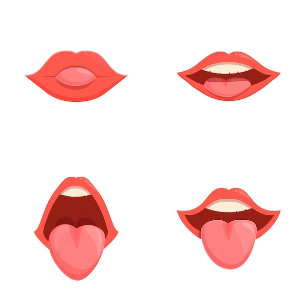 Set of cartoon lips expressions