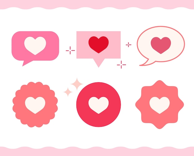 Set of cartoon love messages Heart in bubbles St Valentines Day themed vector illustration