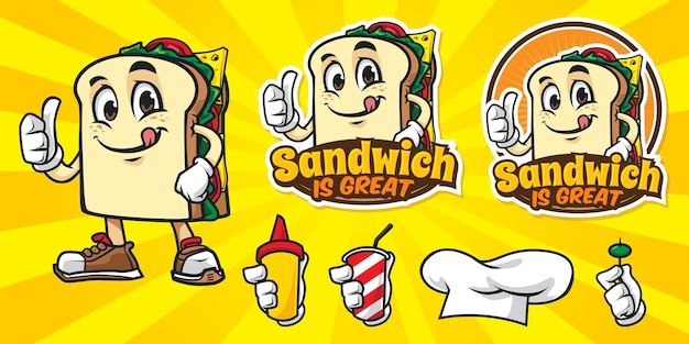 Set of cartoon sandwich logo