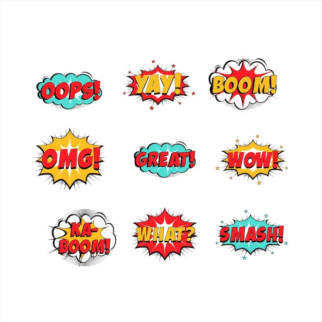 Set of cartoon speech bubble doodle vector