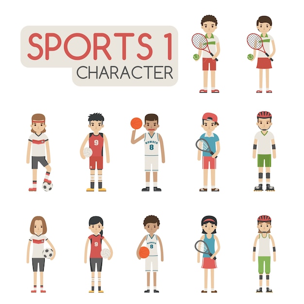 Set of cartoon sport characters 