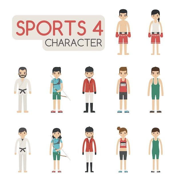 Set of cartoon sport characters 