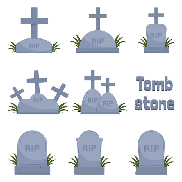 Set of Cartoon tombstone