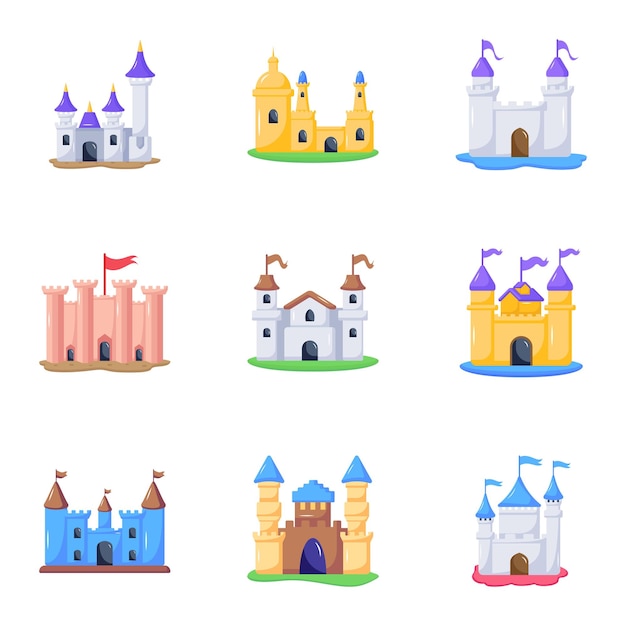 Set of Castles Flat Icons