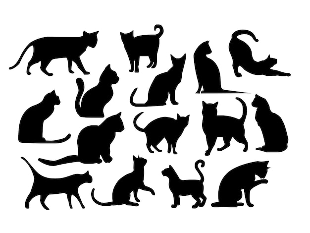 Vector set of cat logo icon design template elements