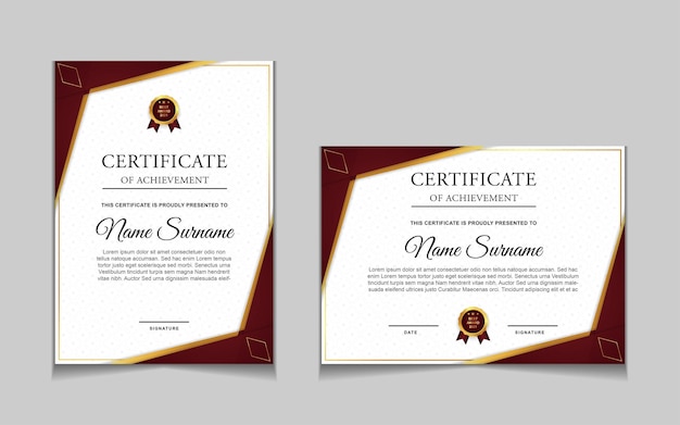 Set of certificate template design with luxury modern shapes