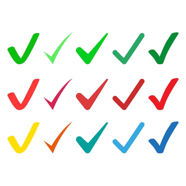 Set of Check Marks Multiple Colours