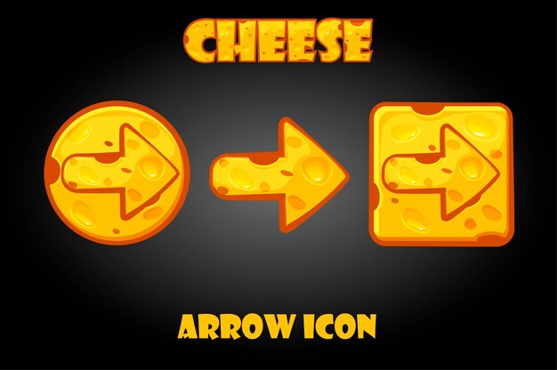 set of cheese arrow buttons for game. Arrow buttons