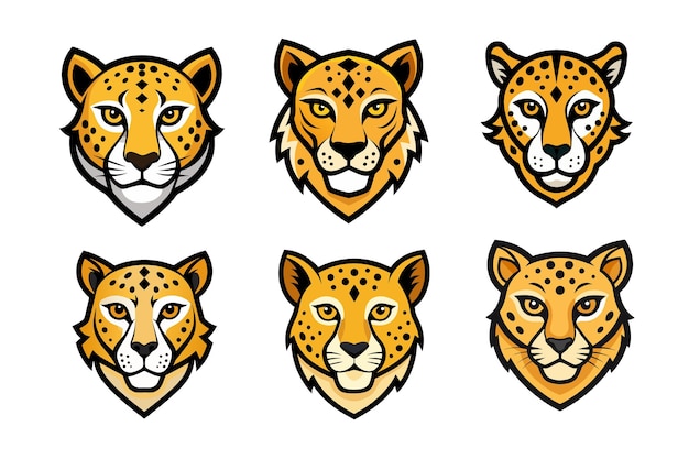 Vector a set of cheetah head vector logo illustration