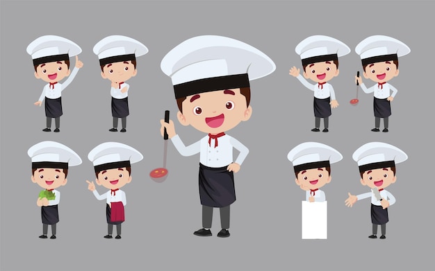 Set of Chef characters in different poses