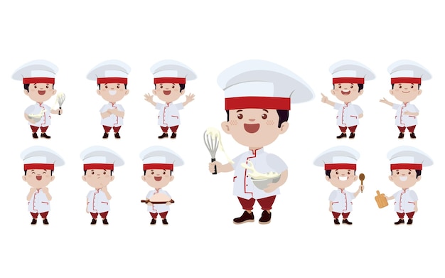 Set of Chef characters in different poses