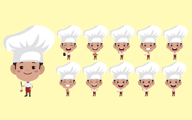 Set of Chef characters in different poses