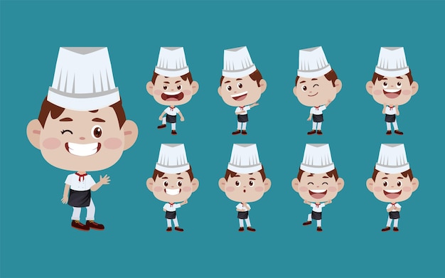 Set of Chef characters in different poses