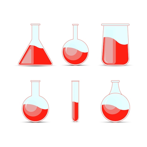 Set chemical flask, bottles, potions for Halloween and chemistry.