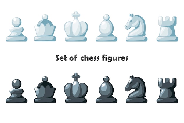 Set of chess figures for chess strategy board game Black and white set chess figures