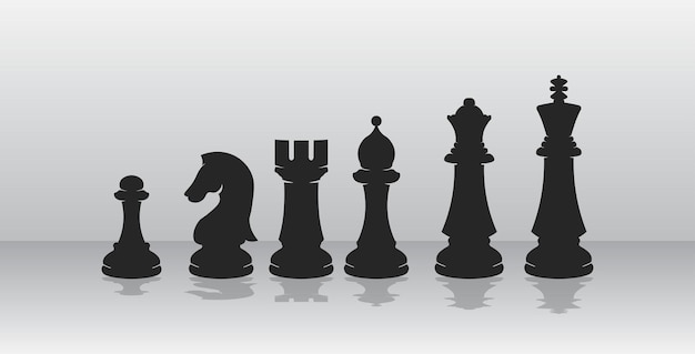 set of chess silhouette illustration