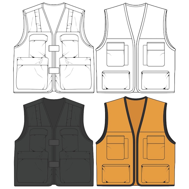 Set of chest vest bag coloring vector chest vest bag in a sketch style vector Illustration