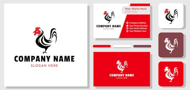 Vector set of chicken logo illustration and card design