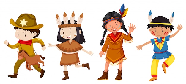 Set of children in costume