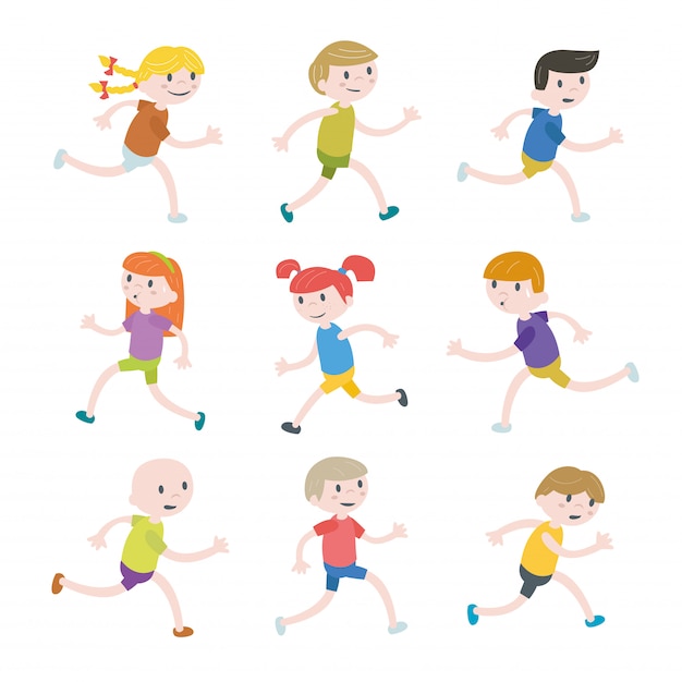 Set of children running