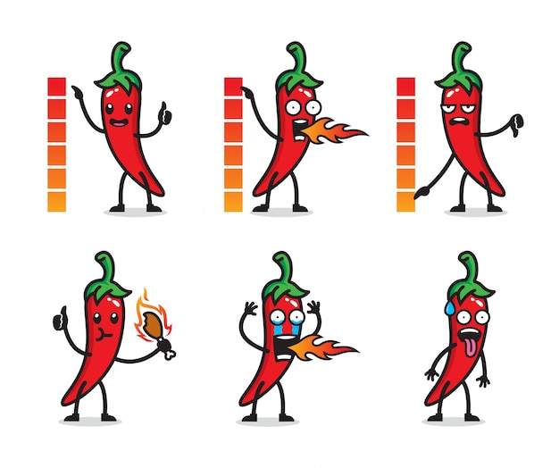 Set of chilli character design