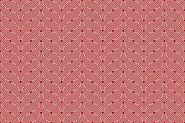 Set of Chinese and Japanese seamless pattern on red background Rounded texture geometric pattern