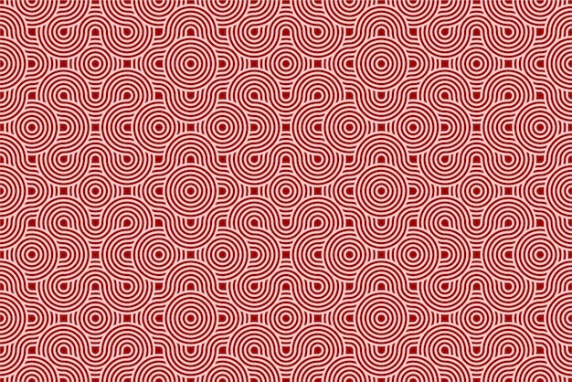 Set of Chinese and Japanese seamless pattern on red background Rounded texture geometric pattern