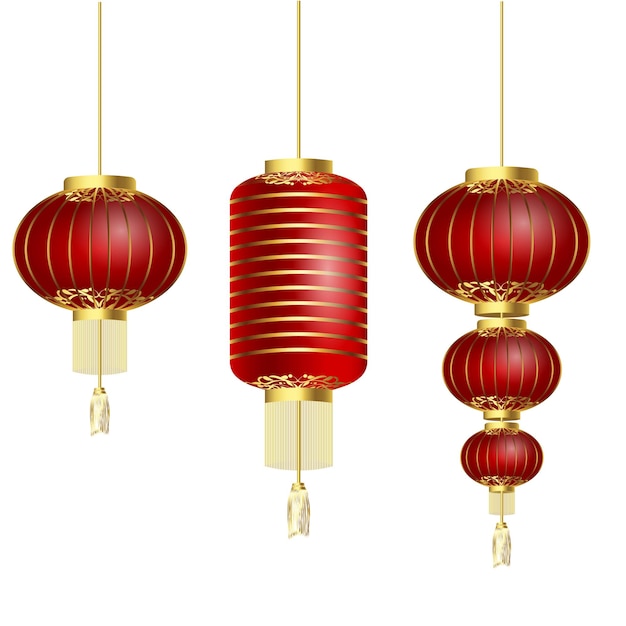 Set of Chinese lantern vector illustration