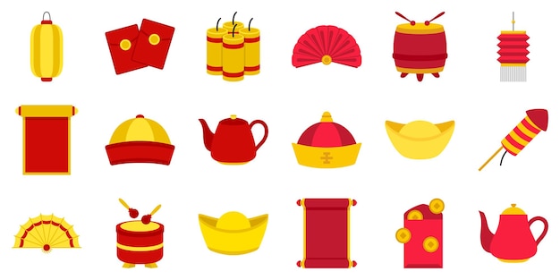 Set of Chinese New Year in flat style