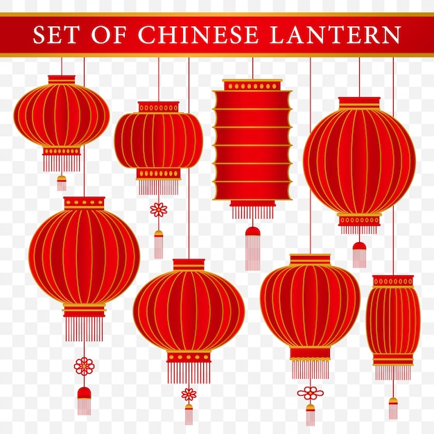 set of chinese traditional lantern template with realistic concept