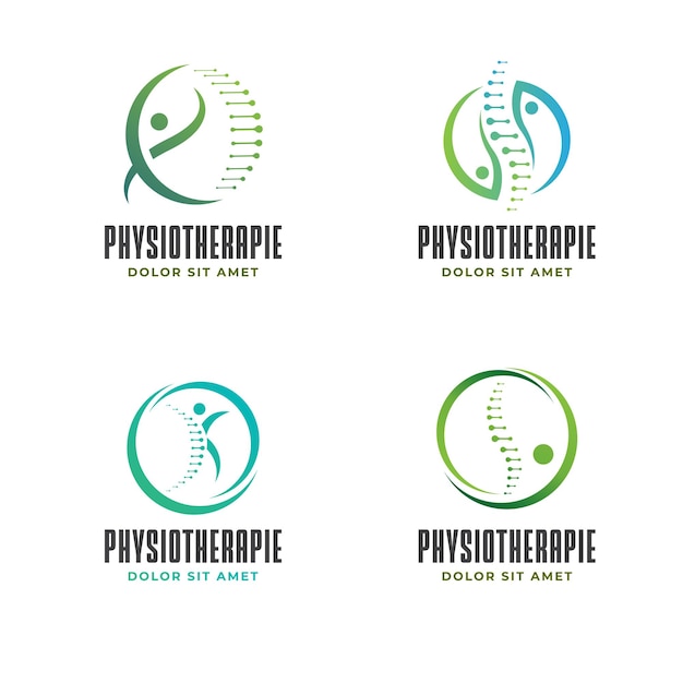 Set of chiropractic physiotherapy logo design template