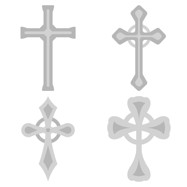 Set of Christian Cross isolated on white background