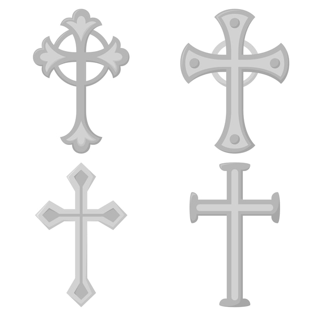 Set of Christian Cross isolated on white background