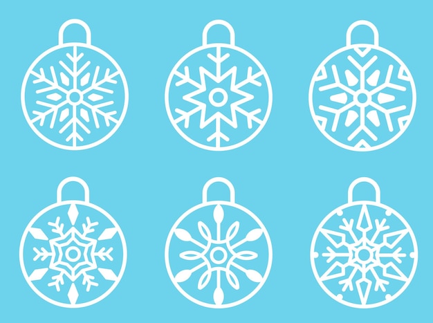 Set of Christmas balls snowflakes in the form of icons.