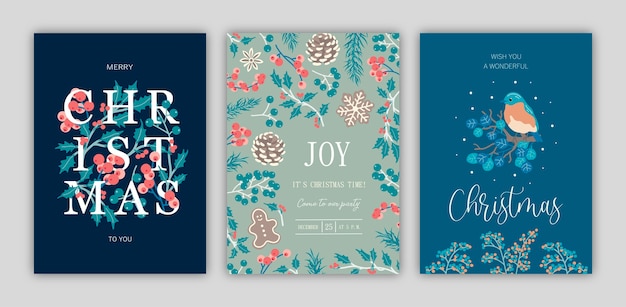 Set of Christmas cards. Templates design.