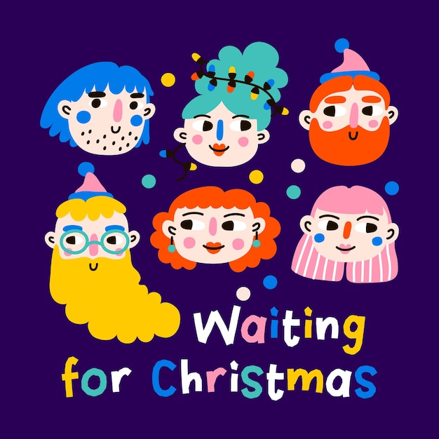 Set of Christmas characters isolated