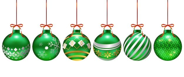 Set of Christmas decorations in different patterns with metallic shine suitable for posters cards