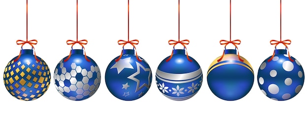 Set of Christmas decorations in different patterns with metallic shine suitable for posters cards