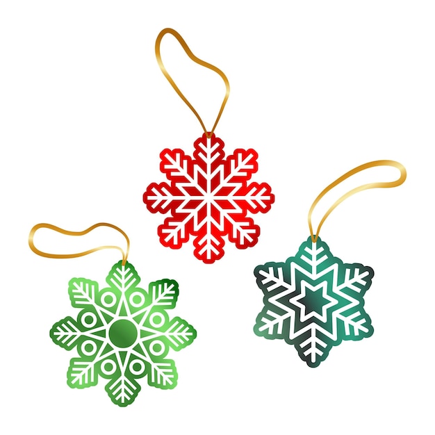 Set of Christmas decorative colorful snowflakes icons