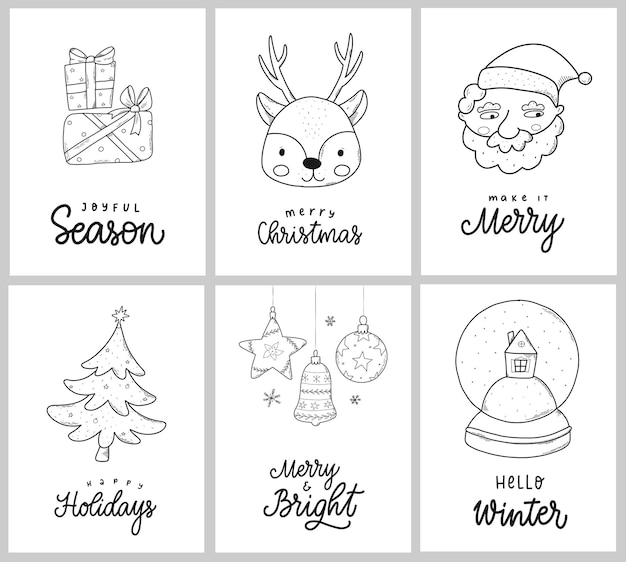 set of christmas greeting cards, posters, prints, invitations, stickers, nursery room decor