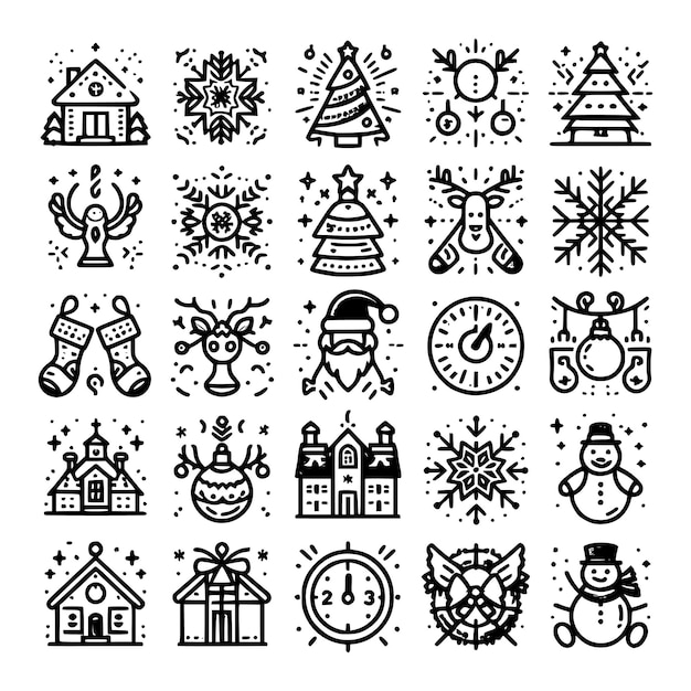 Set Of Christmas and Happy New Year Icons Collections Adobe Illustrator EPS 10