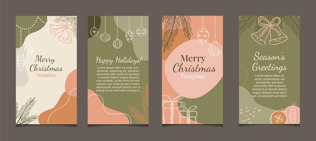 Set of Christmas Holiday stories posts for social media advertising promotion marketing