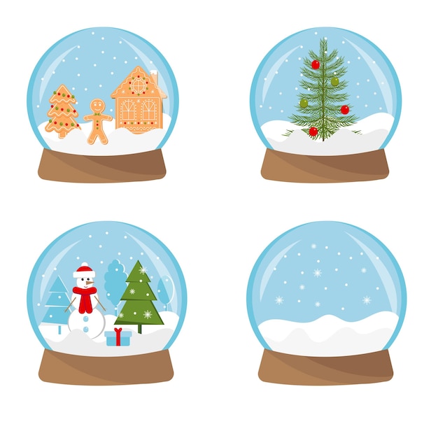 Set of Christmas magic crystal snowball